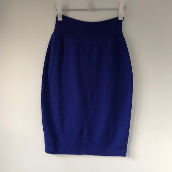 Claude Montana VTG cobolt-blue knit skirt - Picture 5 of 12